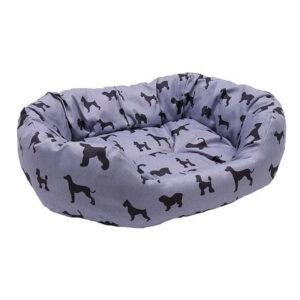 RW DOGS PRINT GREY OVAL BED 68CM