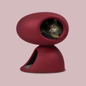 CAT CAVE Qeeboo+UnitedPets Bed and Toy  Burgundy with sisal scratcher MADE IN ITALY